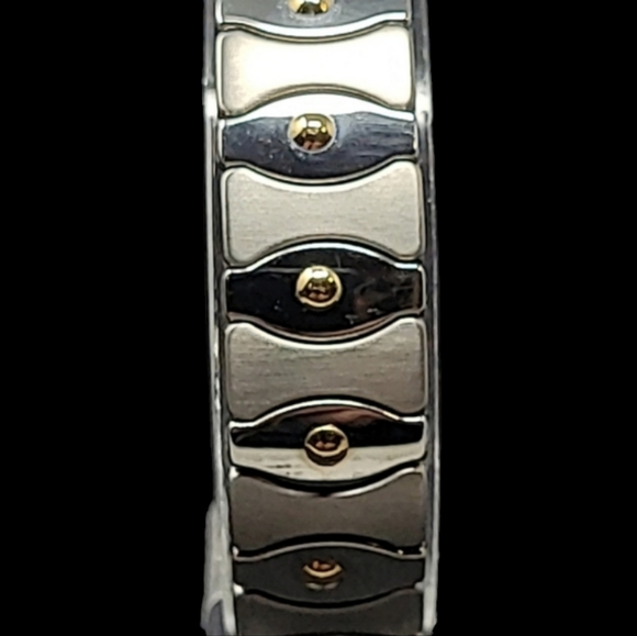 MILOR-ITLAY STRETCH FLEX BRACELET "STAINLESS STEEL"& 18Kt GOLD CENTER PO… - Picture 7 of 10